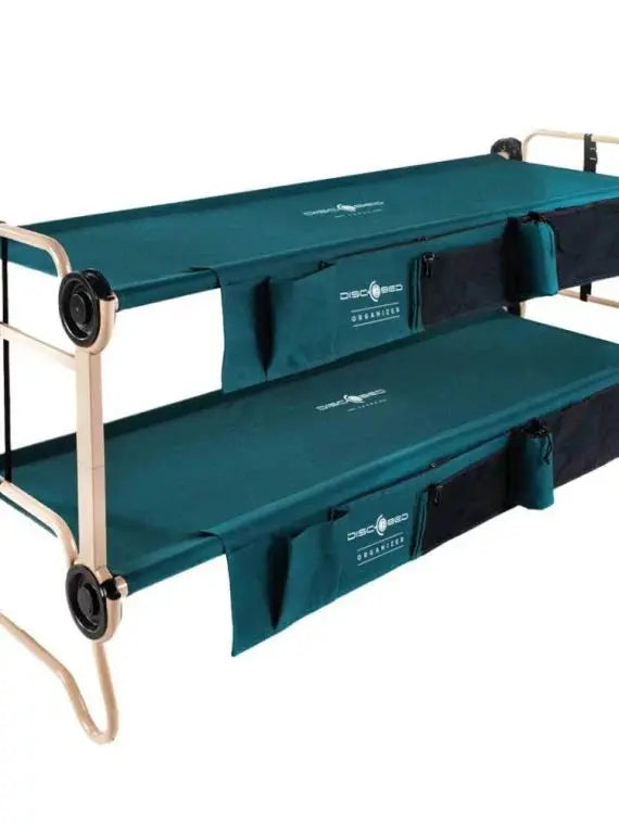 Disc-O-Bed Cam-O-Bunk Large Double Cot  Benchable Military-Grade Camping Cot with Integrated Storage Organizers