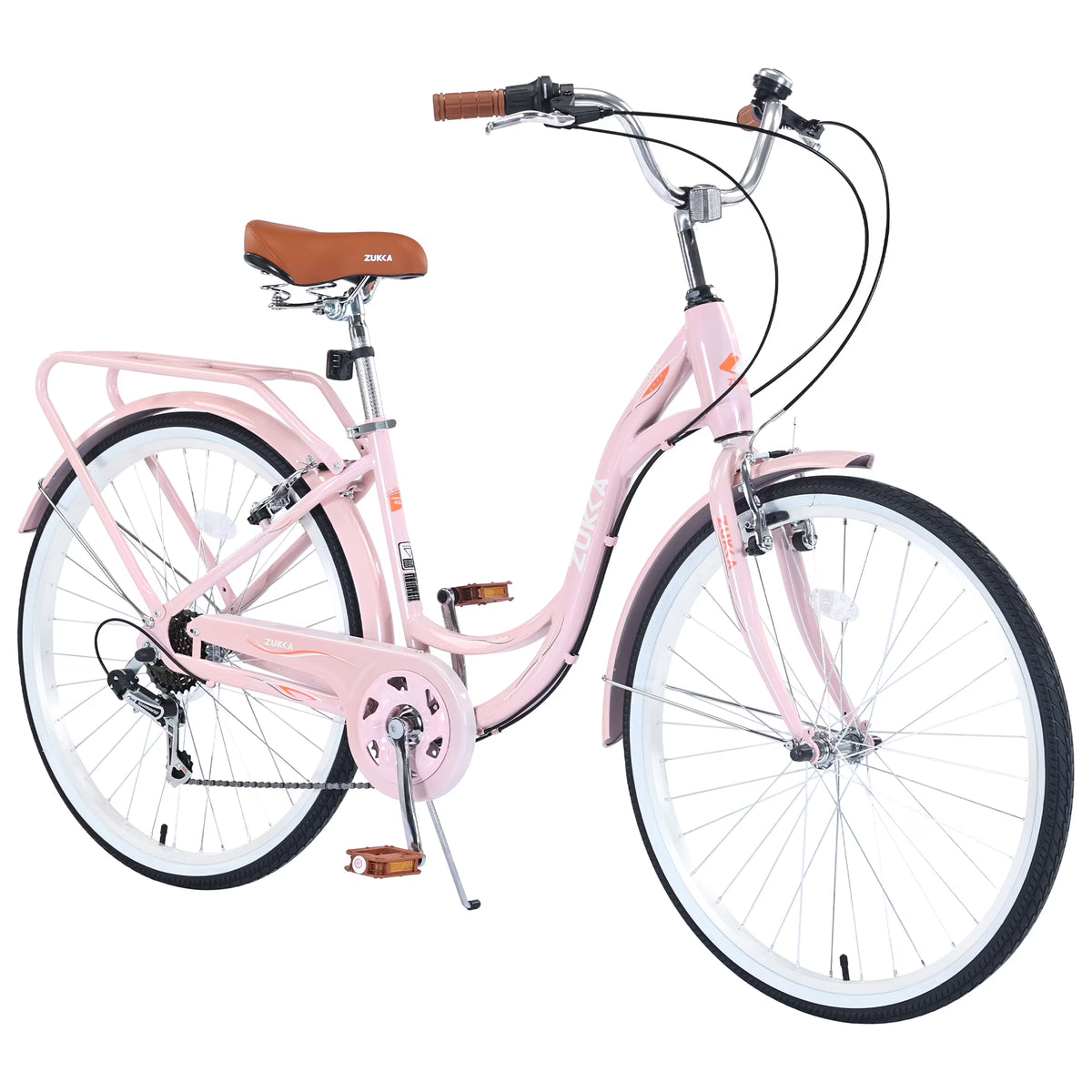 Aukfa 26" Cruiser Bike, 7 Speed Bicycle Hybrid Bikes for Women Girls Ladies, Arctic