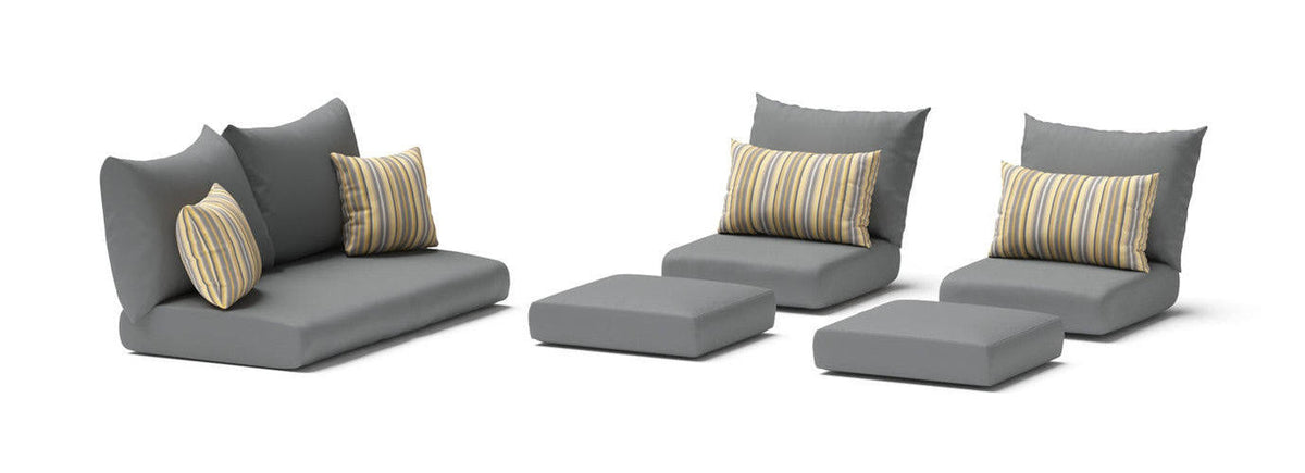 RST Brands Modular 6-Piece Fabric Outdoor Love Cushion Cover Set in Gray