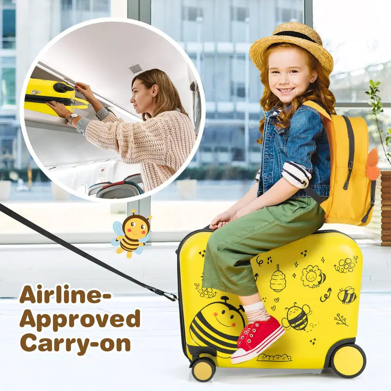 Two-Piece Kids' Luggage Set – 18″ Carry-On + Ride-On Suitcase with 360° Spinner Wheels