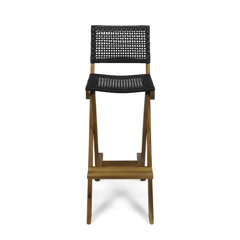 Teresa Outdoor Folding Acacia Wood Barstools (Set of 2)