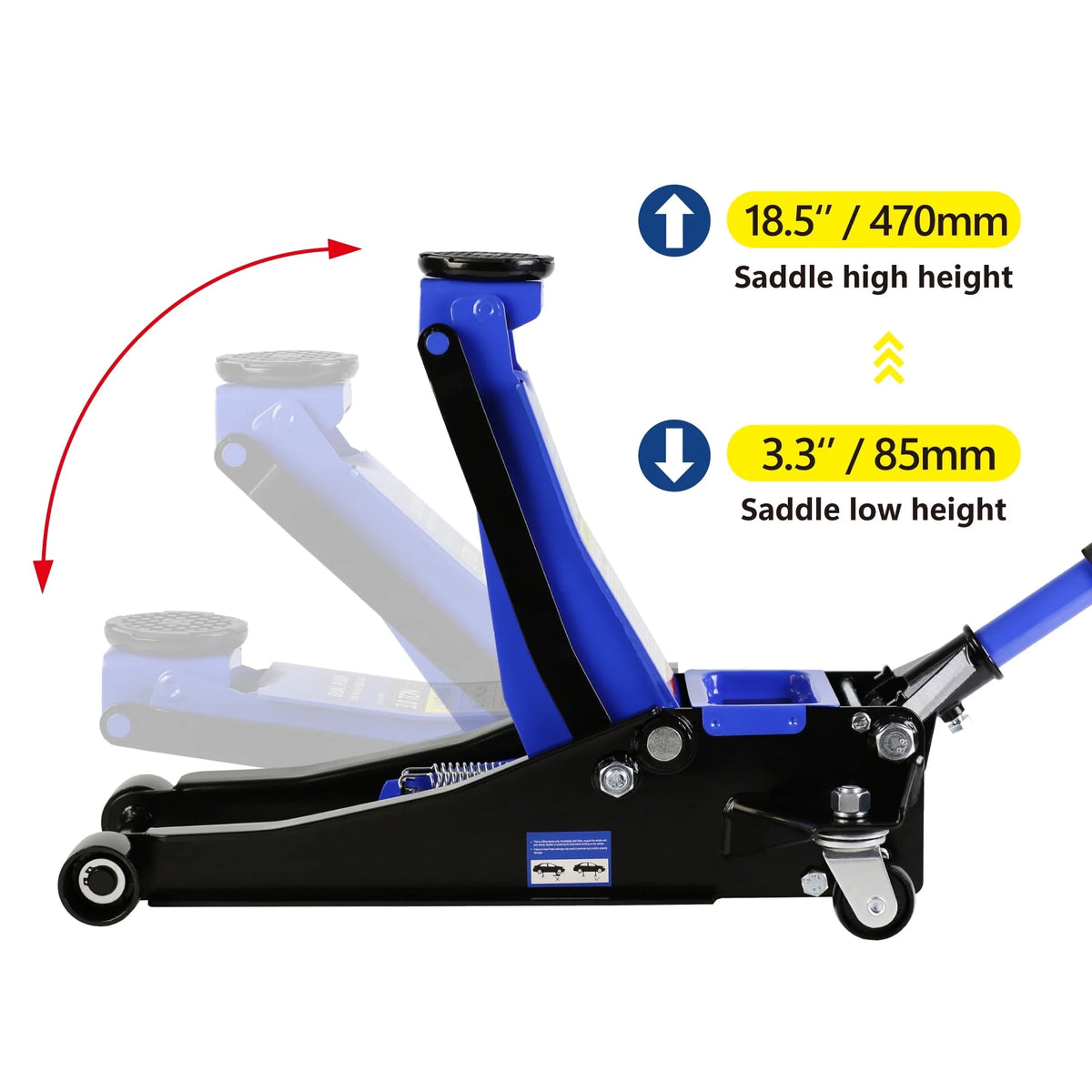 DSstyles 3 Ton Hydraulic Floor Jack Dual Pump 6600 Lb Capacity Lifting Range 3.3"-18.5" Low Profile Service Jack for Quickly Car Lift