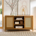 Springwood Cane TV Stand for 65″ TVs, Light Honey Finish