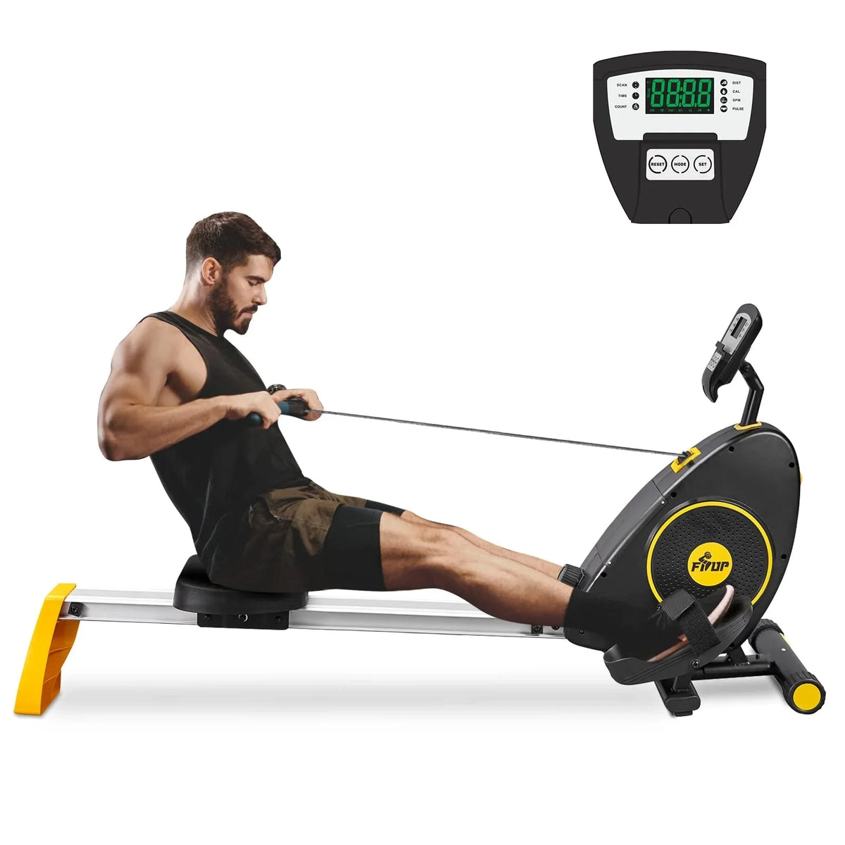 FISUP Rowing Machine with 8 Level Adjustable Magnetic Resistance Indoor Rower Machines for Home Fitness Cardio Workout