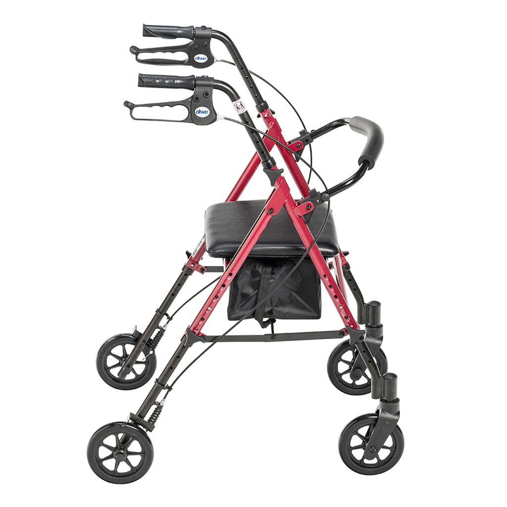 Drive Medical Adjustable Height Aluminum Frame Rollator with 6 Inch Casters, Red💝 Last Day For Clearance