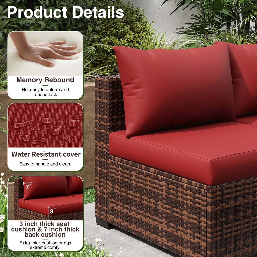ELPOSUN Patio Furniture Set, Outdoor Patio Furniture Wicker Furniture Couch Set, 5 Pieces Outdoor Sectional Sofa, Patio Furniture Set, Outdoor Patio Set for Balcony Furniture (Grey)
