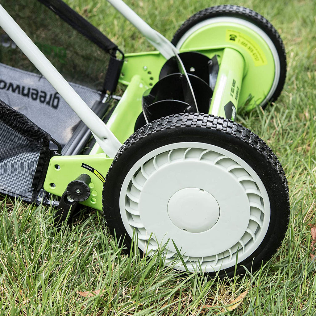 Greenworks 16-Inch Reel Lawn Mower with Grass Catcher 25052 .Black/Green . 47"D x 22"W x 29.75"H💝 Last Day For Clearance