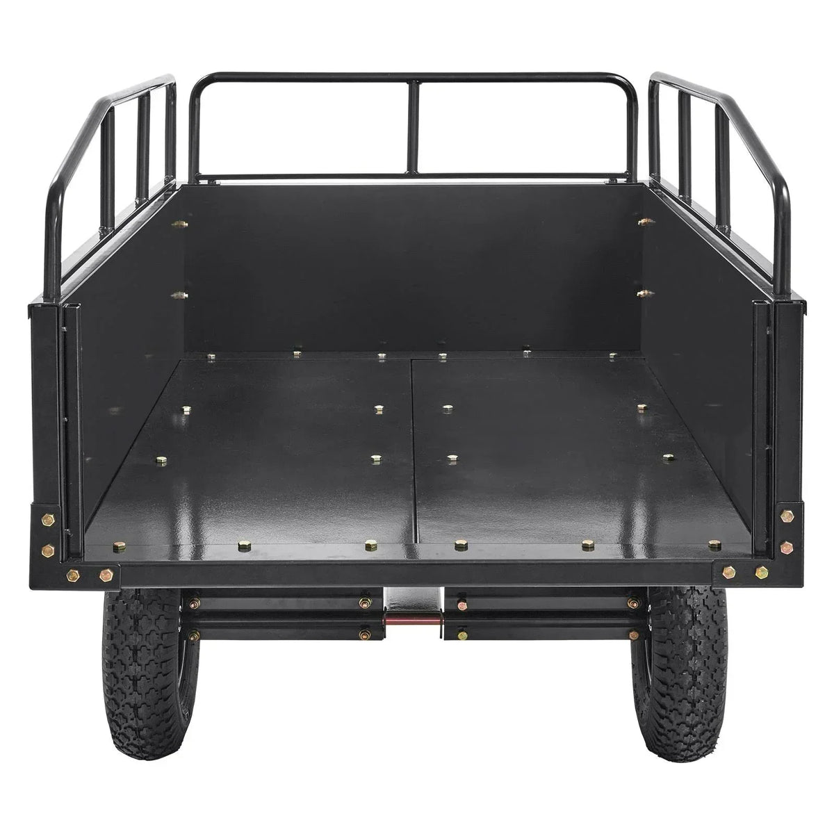 Heavy Duty ATV Trailer Steel Dump Cart, 750-Pound 15 Cubic Feet, Garden Utility Trailer with Removable Sides for Riding L