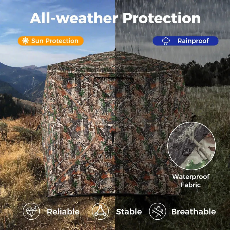 Spacious Camo Hunting Blind – Designed for 3–4 Hunters with 270° Field of View