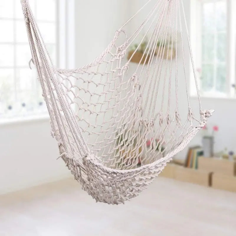 ONCLOUD Macramé Hammock Chair with Steel Spreader Bar – Indoor/Outdoor Hanging Swing Seat, 550 LB Capacity, Dual Cushions (Black)