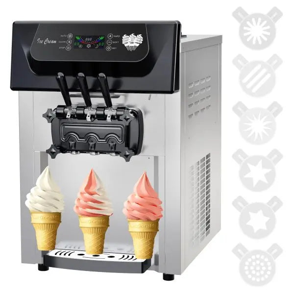 Commercial-Grade 2200W Triple-Flavor Soft Serve Ice Cream Machine  5.3 .4 Gal/Hr Output, LCD Touchscreen & Auto-Clean Function