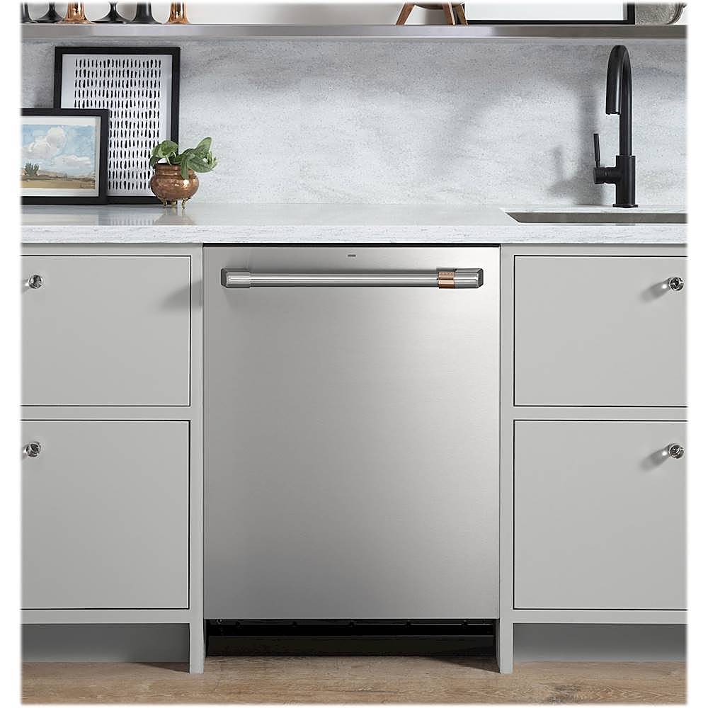 Café - 24" Top Control Tall Tub Built-In Dishwasher with Stainless Steel Tub and Silverware Jets - Stainless steel