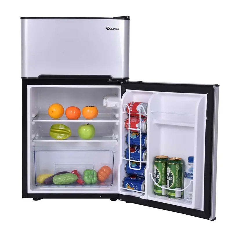 Costway Refrigerator Small Freezer Cooler Fridge Compact 3.2 Cu Ft. Unit
