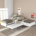 Contemporary White L-Shaped Twin Platform Bed with Built-in Trundle and Storage Drawers