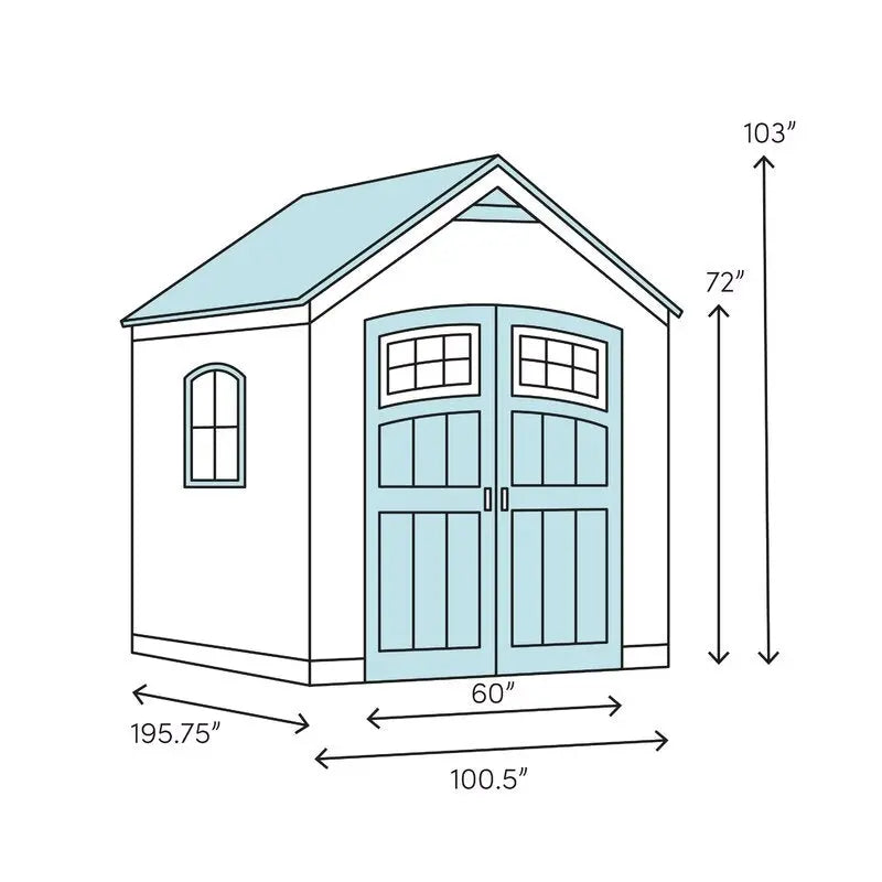 Tremont Heavy-Duty Outdoor Shed – 8 ft x 16 ft Plastic Storage Solution