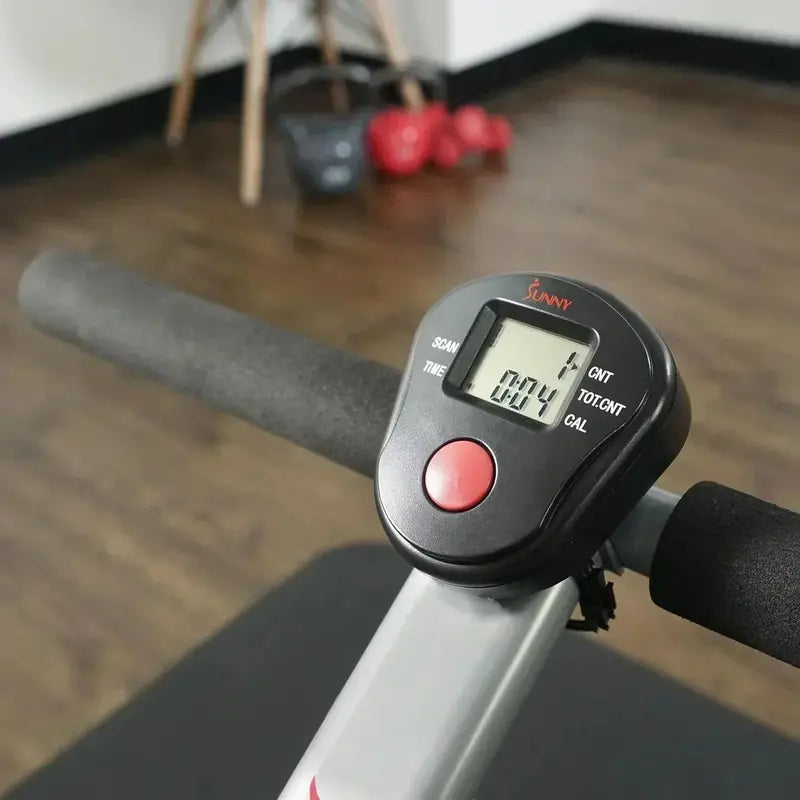 Sunny Health & Fitness Compact Rowing Machine – 12-Resistance-Level Indoor Rower with Space-Saving Design