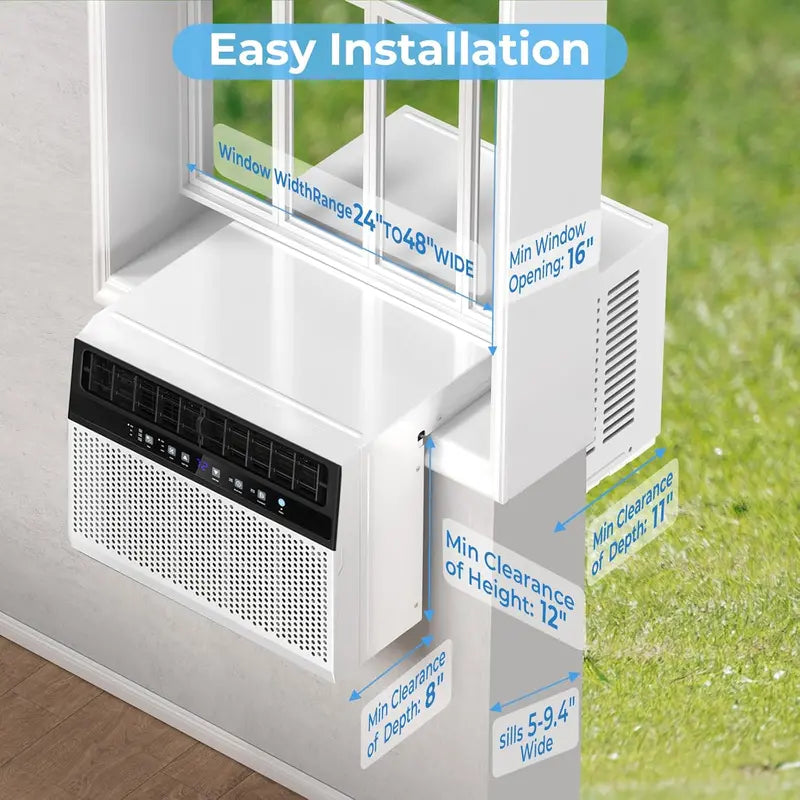 U-Shaped 12,000 BTU Window Air Conditioner – Saddle-Design Unit Offering Full Window View, 6 Operating Modes & Energy-Efficient Cooling for 550 sq ft