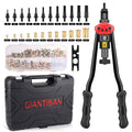 Rivet Nut Tool, GIANTISAN 16-inch Rivnut Tool Kit with 12 Metric and SAE Mandrels, Nutsert Rivet Tool Set with 176pcs Assorted Rivnuts, Threaded