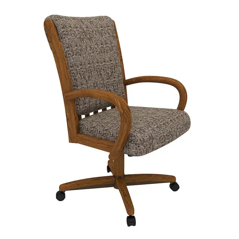 Darell Caster Dining Chair by Chromcraft  Chestnut-Finished Modern Seating