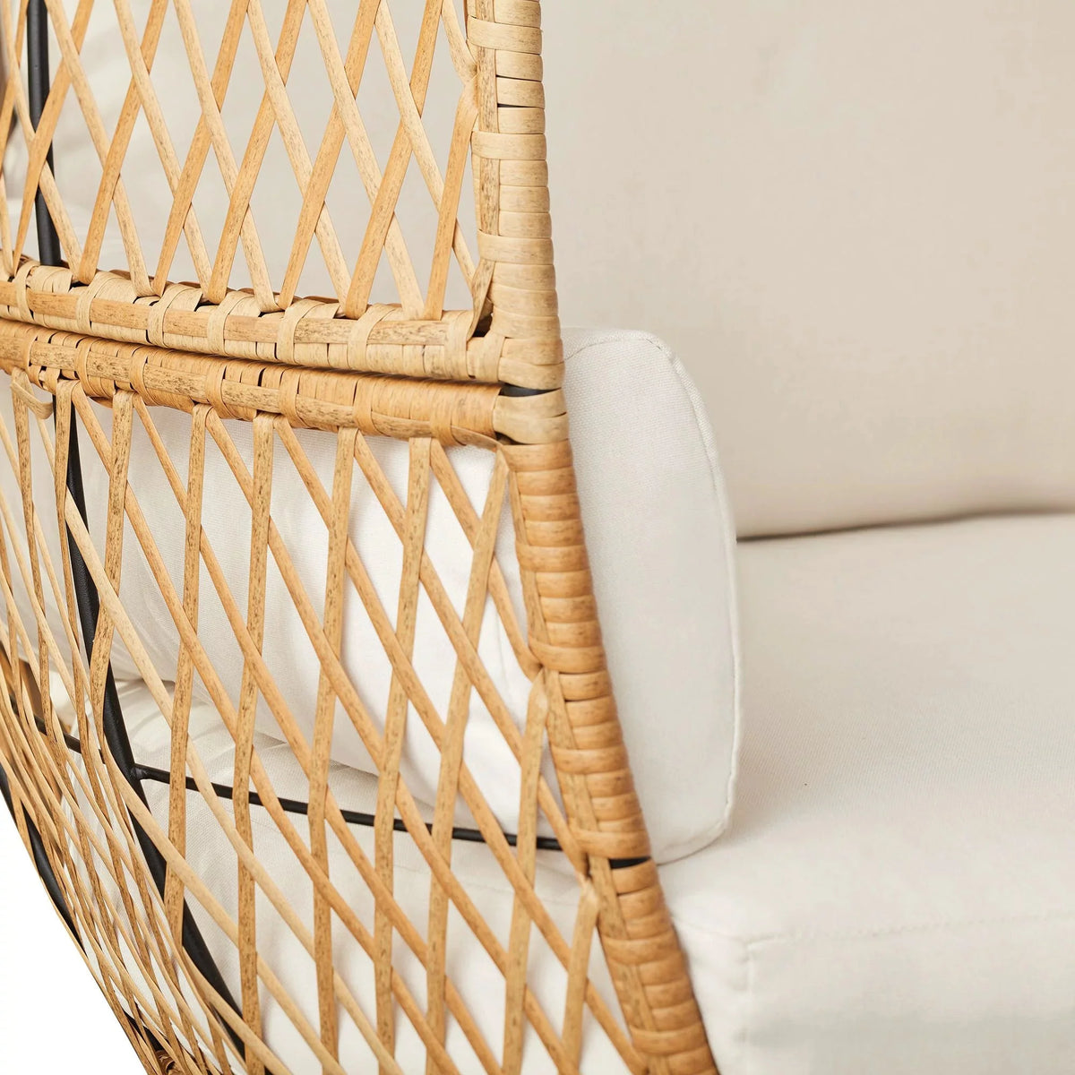 Better Homes and Gardens Ventura Boho Stationary Wicker Egg Chair . Off-White