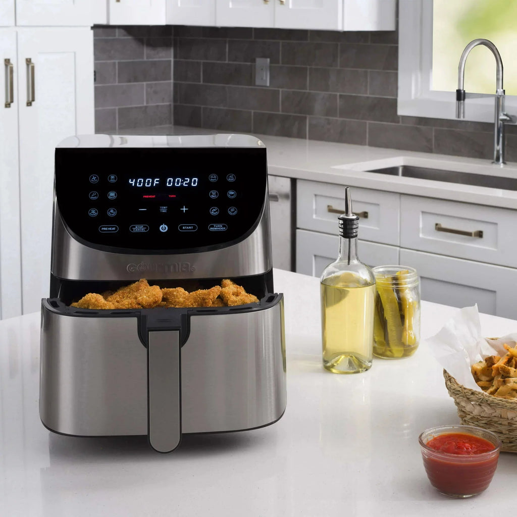Gourmia 7-Qt Digital Air Fryer with Guided Cooking . Easy Clean . Stainless Steel