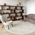 Arvin Olano x RugsUSA - Balboa Textured Tile Area Rug Beige 6' Round