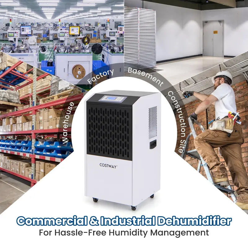 Commercial-Grade 250-Pint Dehumidifier  Industrial Strength with Continuous Drain Hose Compatibility