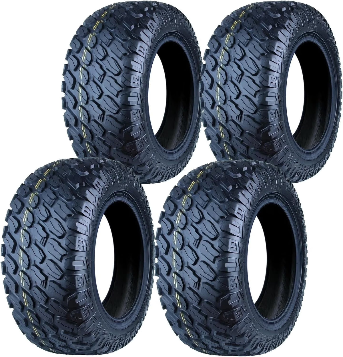 Set 4 WOLF PACK 23X10.5 - 12 Golf Cart Tires Non - Directional Tubeless Tire Multi - Terrain Tire with Superior Traction and Mud - Resistant Self - Cleaning Tread Design for Long - Lasting Performance