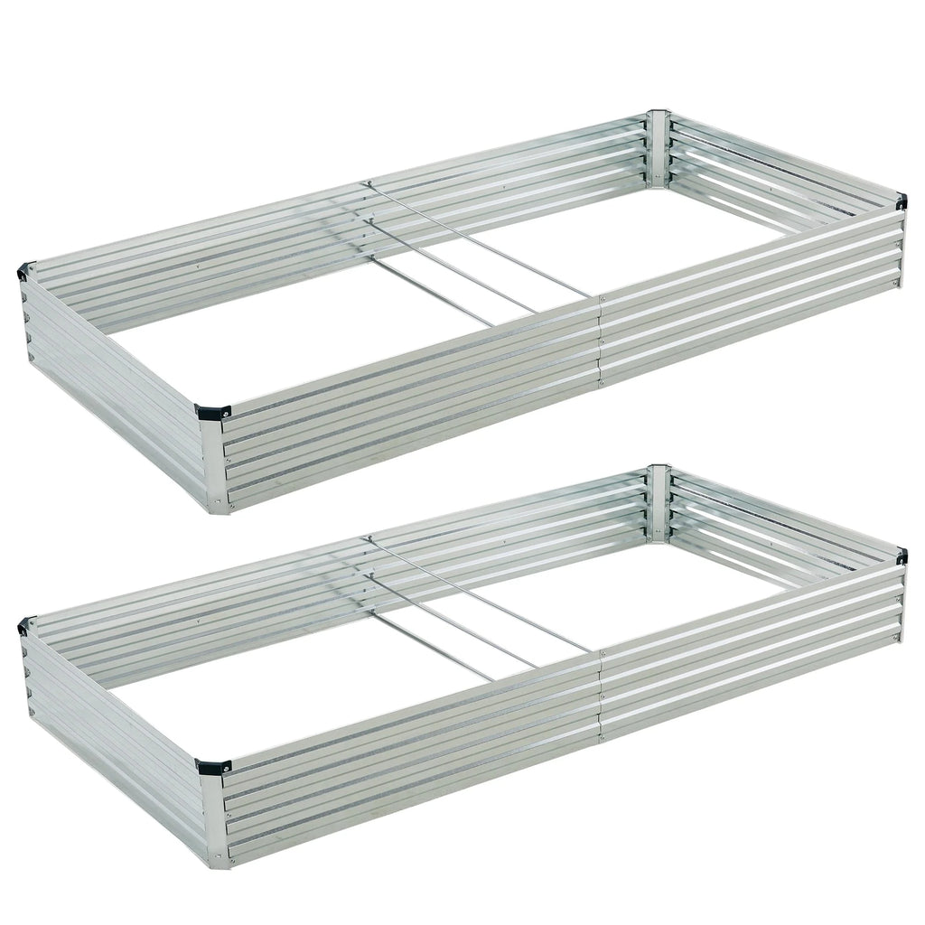 Foxlang 2 Pack 8x4x1ft Galvanized Raised Garden Bed