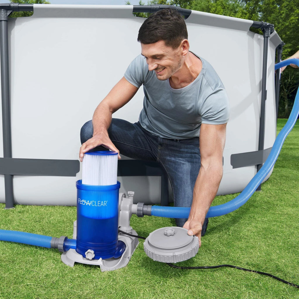 Bestway Flowclear Transparent Filter Above Ground Pool Pump 2500 GPH (Open Box)