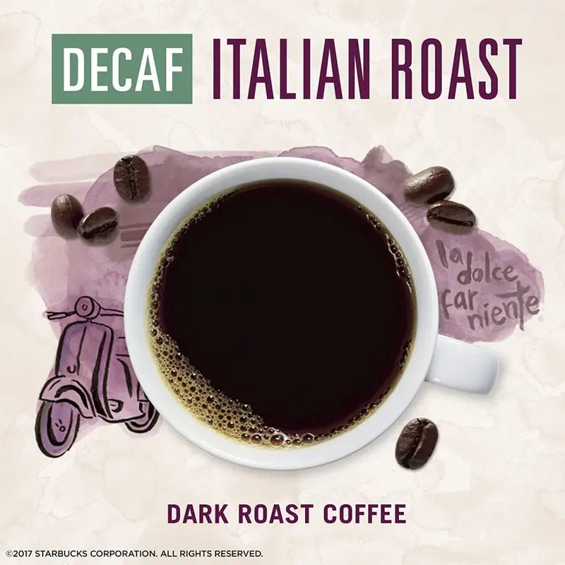 Starbucks VIA Instant Decaf Italian Roast Coffee, Dark Roast, 100% Arabica, 50 Packets