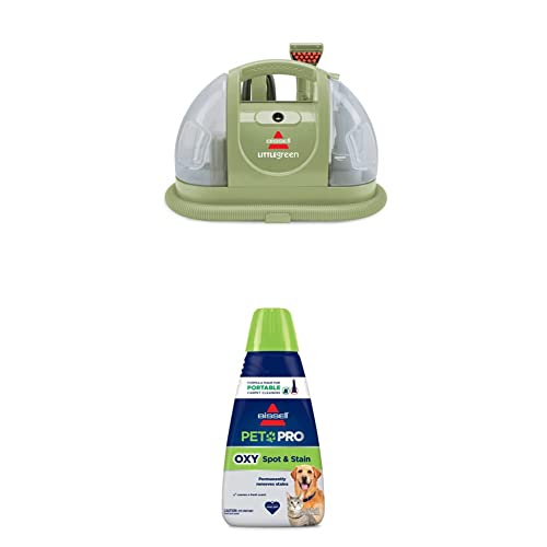 Bissell Multi-Purpose Portable Carpet and Upholstery Cleaner, 1400B, Green with Bissell 74R7 Pet Stain & Odor Portable Machine Formula, 32-Ounce, Fl Oz