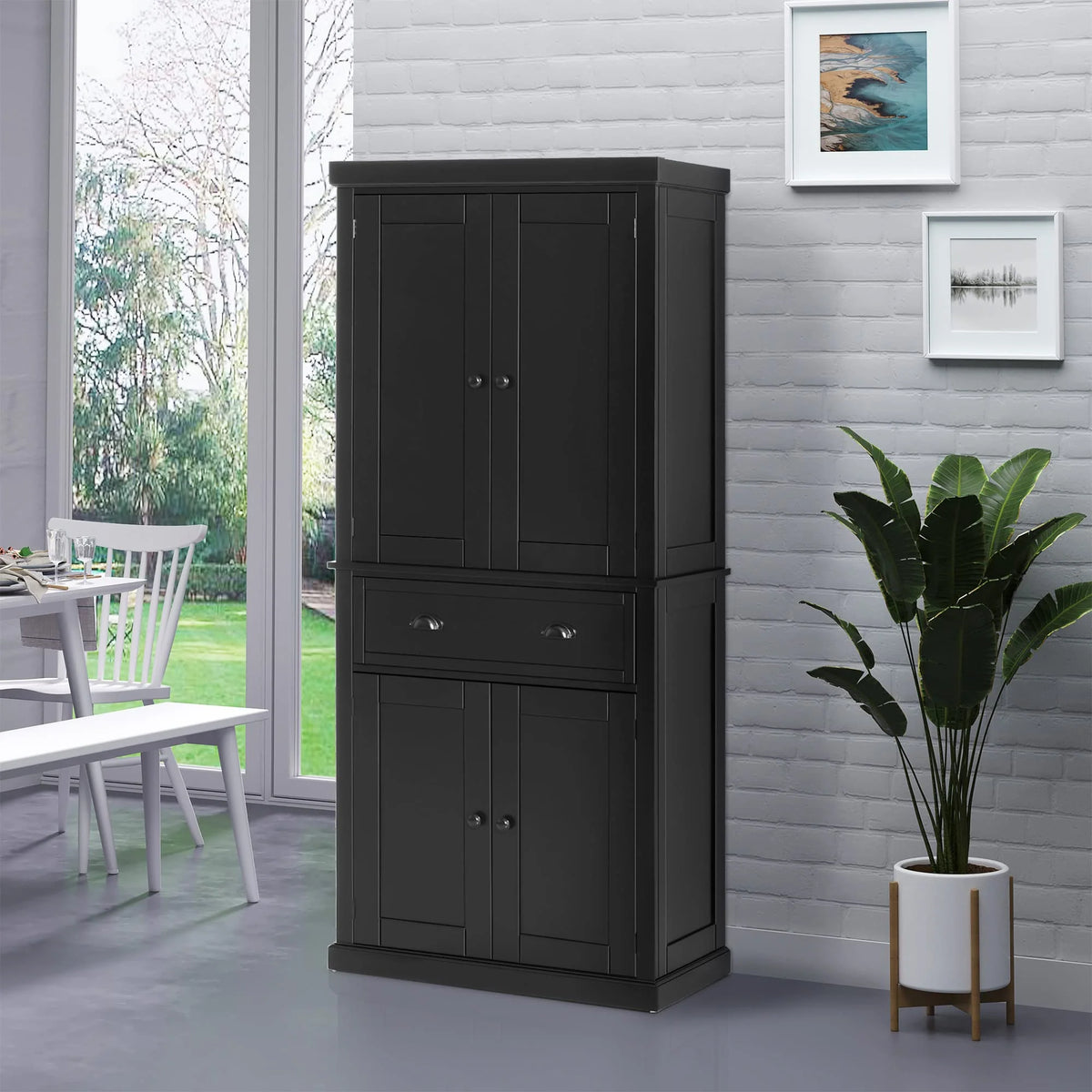HOMCOM Traditional Freestanding Cupboard Colonial