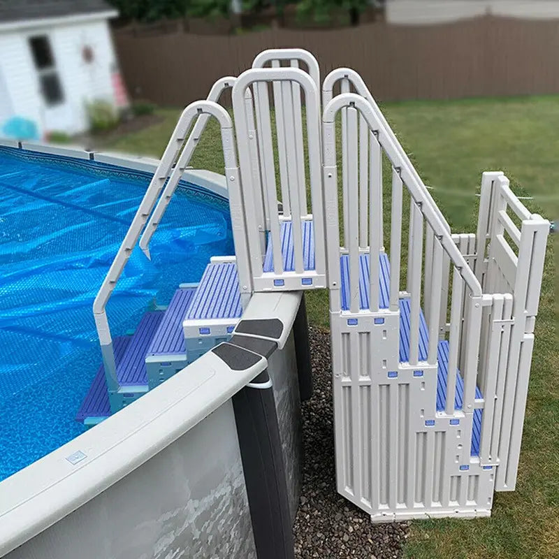 Confer Plastics Above-Ground Pool Kit  Warm Gray with Blue Steps & Secure Closure System