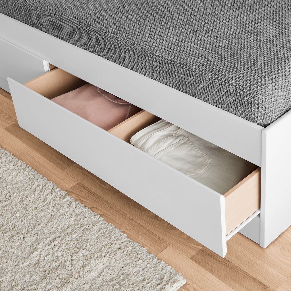 Your Zone Easy to Assemble Storage Bed with Bookcase Headboard, Twin, Natural Teak Finish