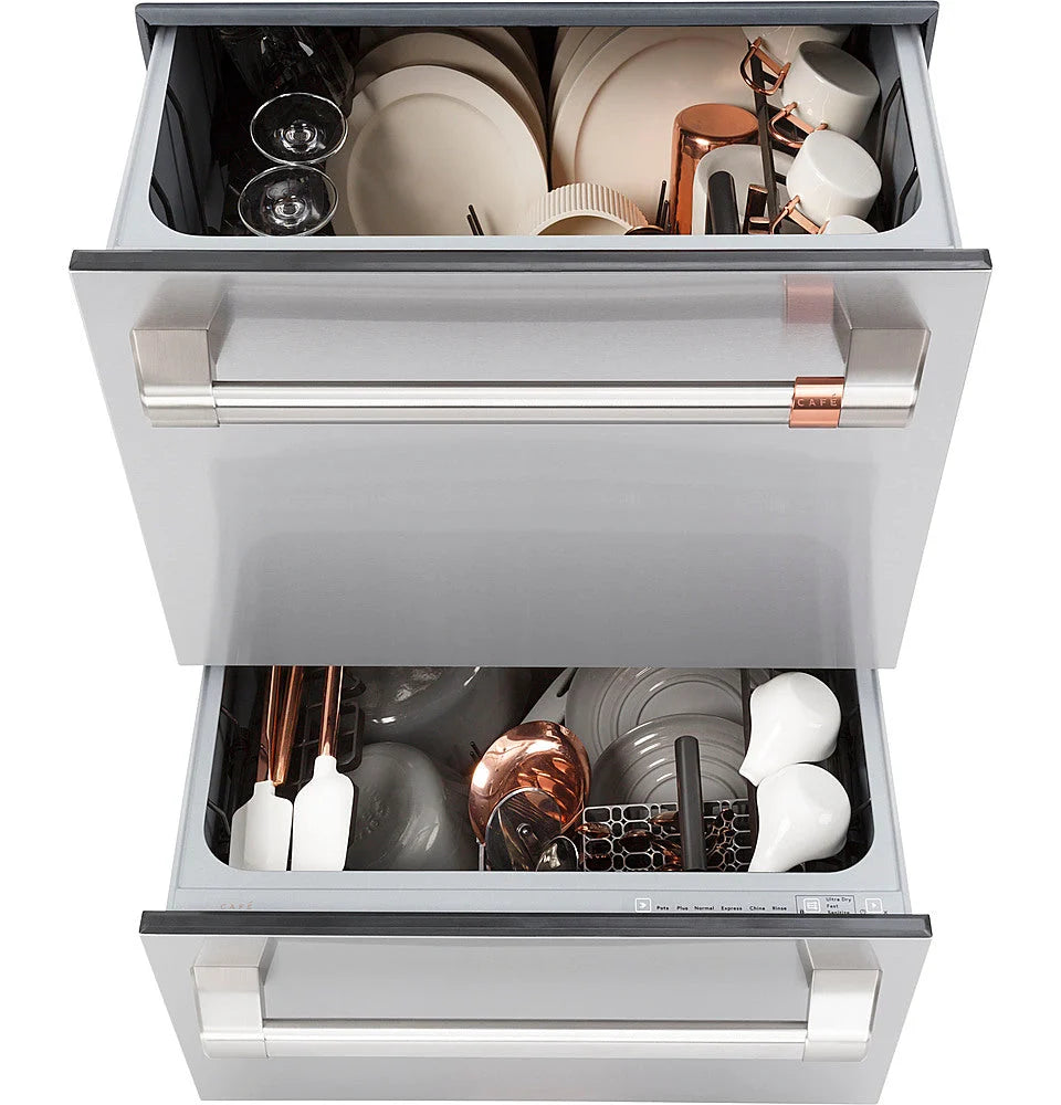 Café 24" Top Control Built-In Double Drawer Dishwasher - Stainless steel