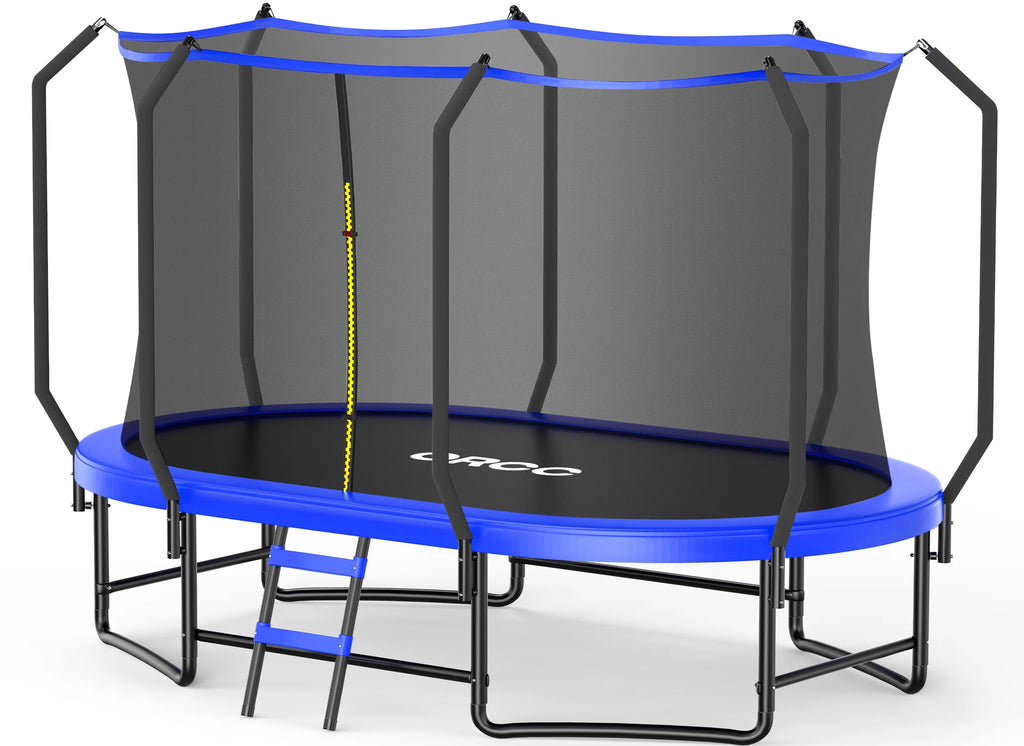ORCC 1200 lb Capacity Oval 8X13FT Heavy - Duty Yard Trampoline for Kids & Adults with Safety Enclosure, 1.6mm Thickened Steel Frame & Reinforced Legs, Outdoor Gymnastics Trampoline