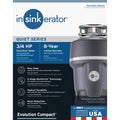 InSinkErator Evolution Compact Garbage Disposal - 3/4 HP - Black/Gray