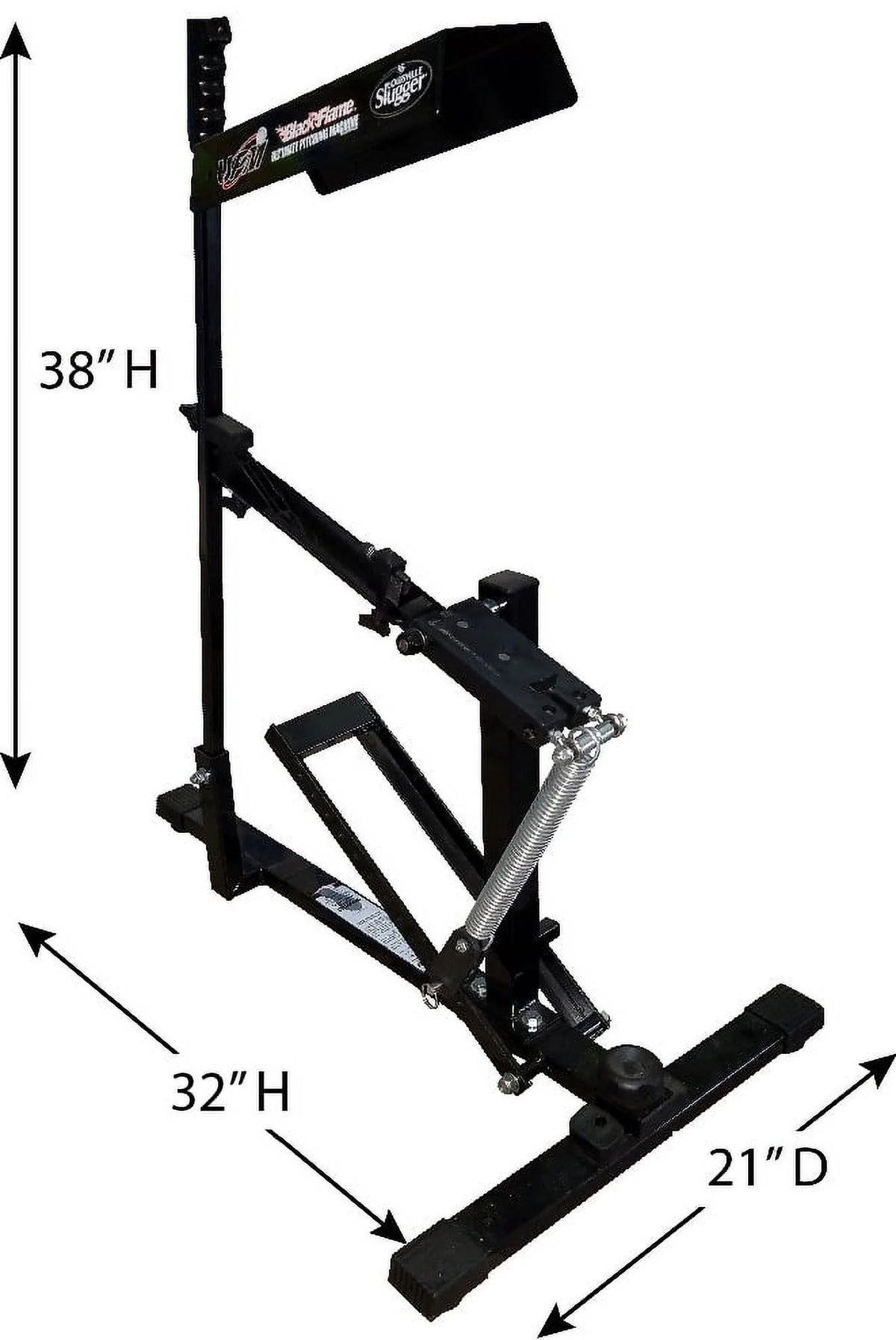 Louisville Slugger Black Flame Ultimate Pitching Machine for Baseball & Softball - Manual, Portable, Throws up to 50 MPH, Youth & Adult Training