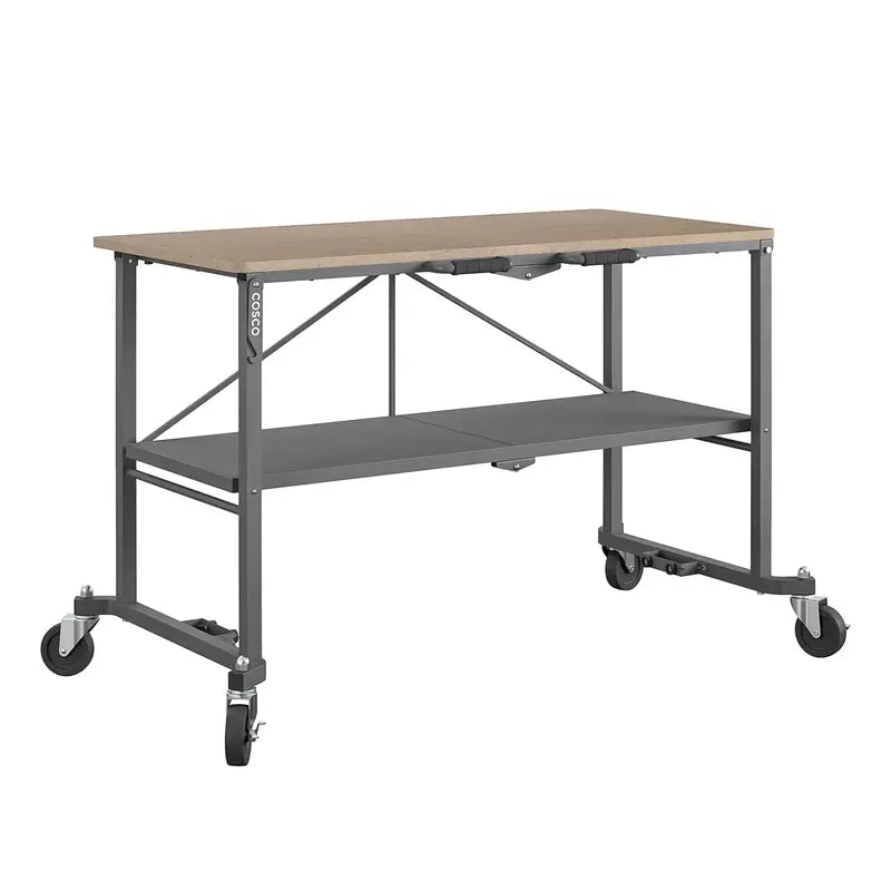 COSCO SmartFold Portable Workbench / Folding Utility Table with Locking Casters, 600 lb. Capacity, 51.4