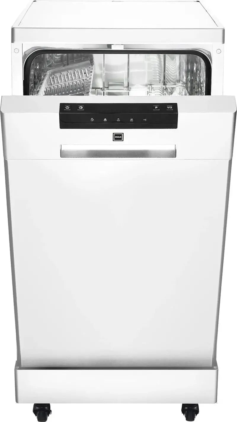 Compact 18-Inch Portable Dishwasher  8-Place Setting Capacity, Space-Saving White Design
