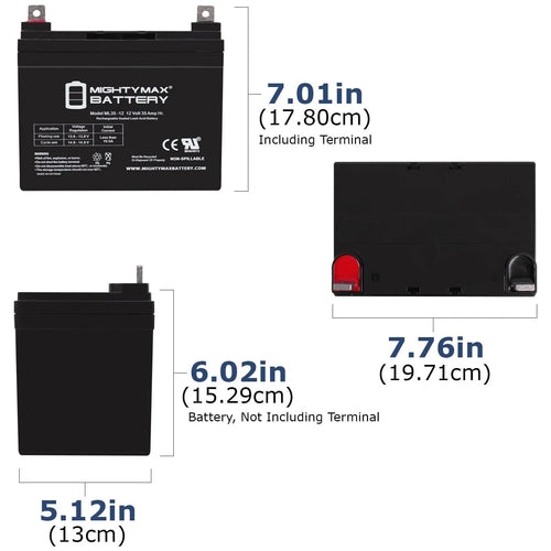 12V 35ah Pride Mobility BATLIQ1017 AGM U1 Replacement Battery