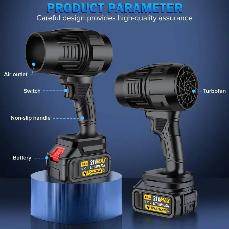 Cordless Electric Leaf Blower  Handheld Turbo Jet Fan with 2x 2.6Ah Batteries, Charger & Outdoor Cleaning Power