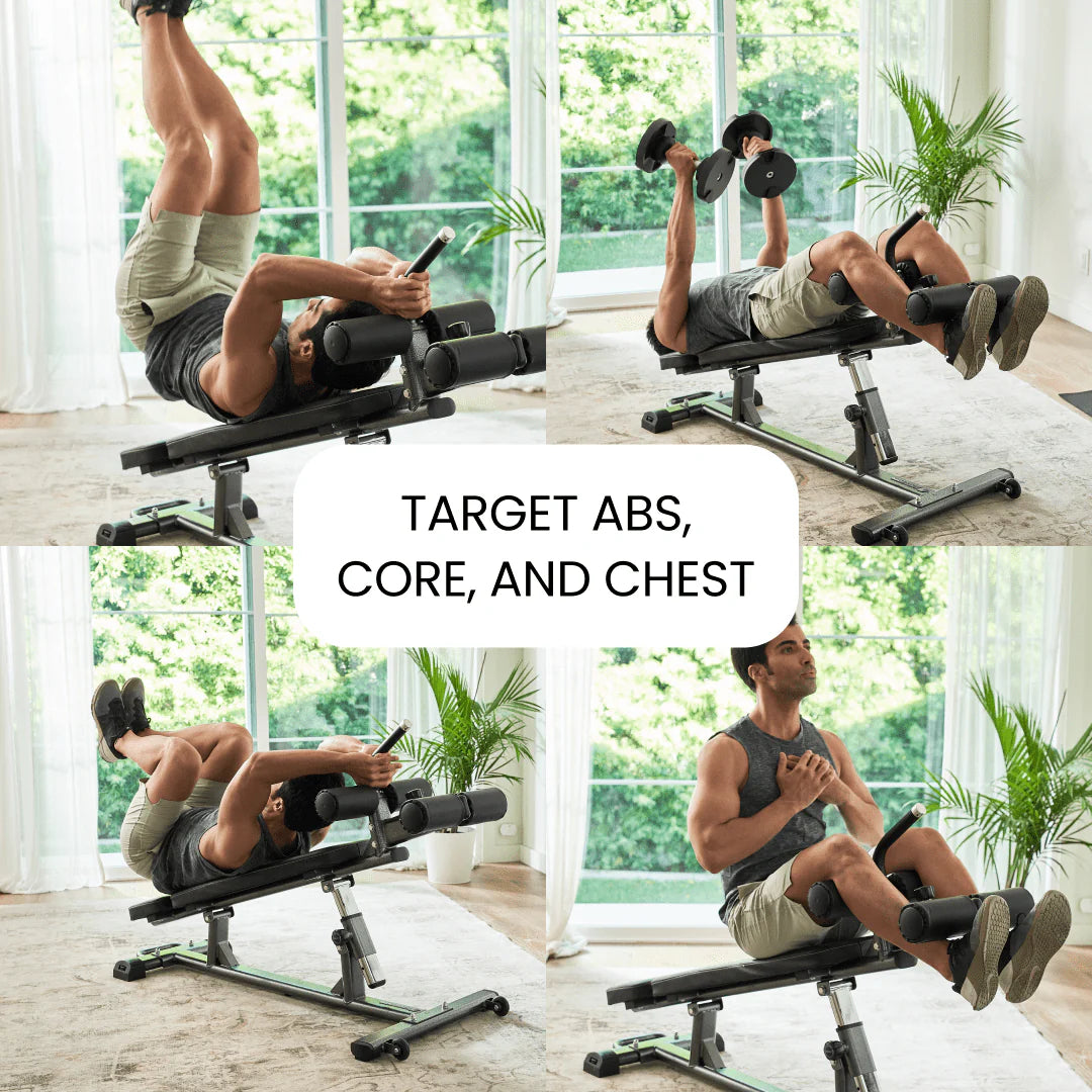 Finer Form Semi, Commercial Sit up Bench Elite, Reverse Crunch Handle for Ab Exercises, Reverse Crunch and Decline Sit up with 4 Adjustable Height Settings, Black