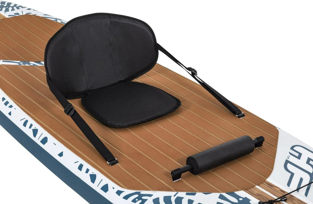 Hydro-Force Oceana 10 Ft. Inflatable Convertible Stand-up Paddle Board and Sit-on Kayak Set . Wood and Palm Print
