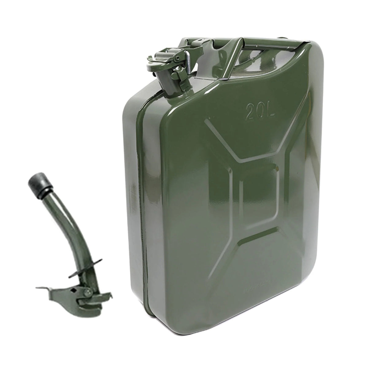 EUBUY 20L Green Metal Jerry Can Store Container with Fixed Spout for Petrol Oil Water Alcohol