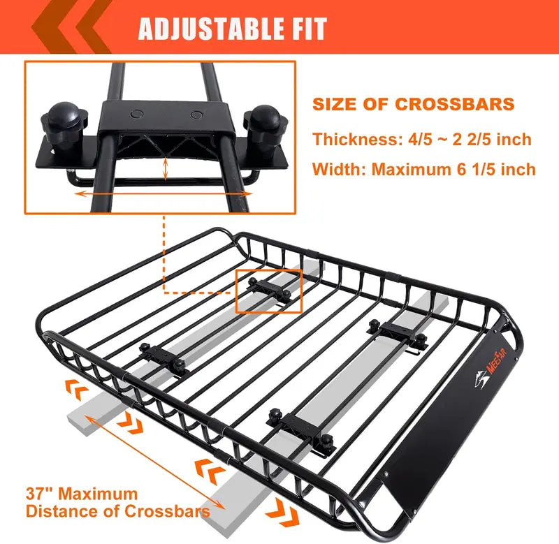 Universal Roof Rack Basket – 51 x 36 x 5 Inches with Waterproof Storage Bag