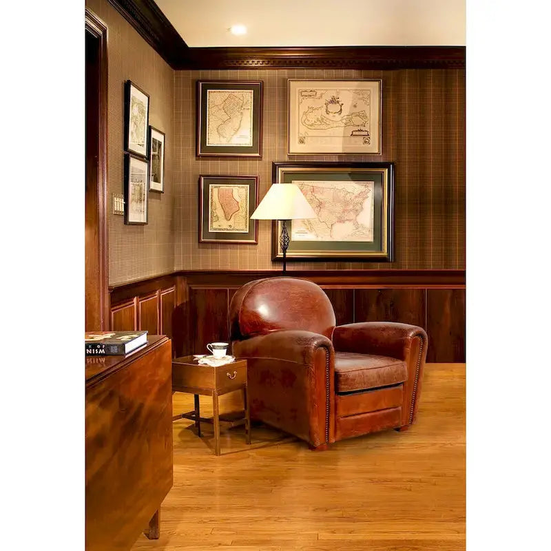 Pasargad Home Genuine Leather Paris Club Chair – Rich Brown Finish