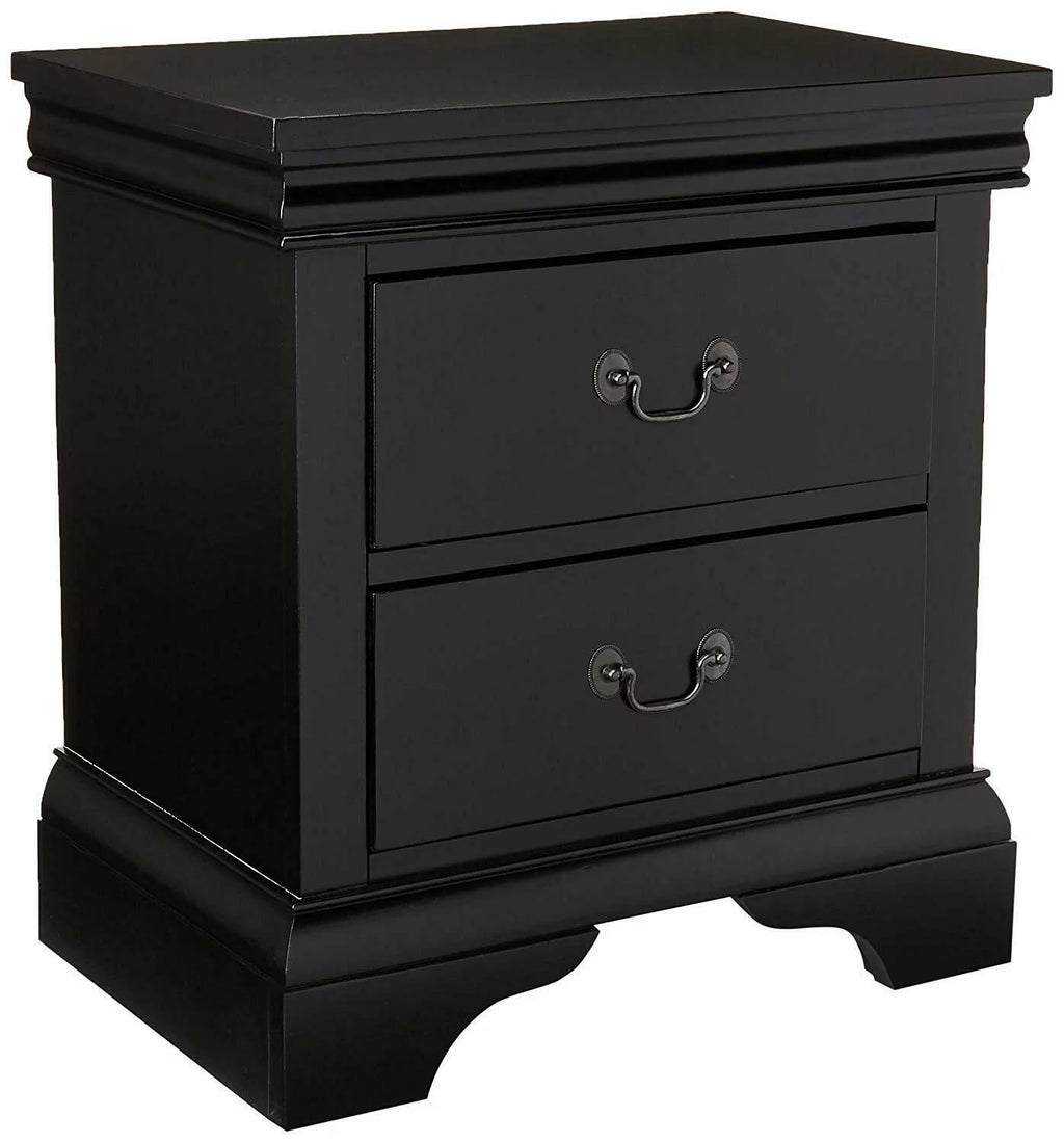 Gorgeous Black 3pc Beautiful Louis Philippe Style California King Size Sleigh Bed 2x Nightstand Set Wooden Bedroom Furniture