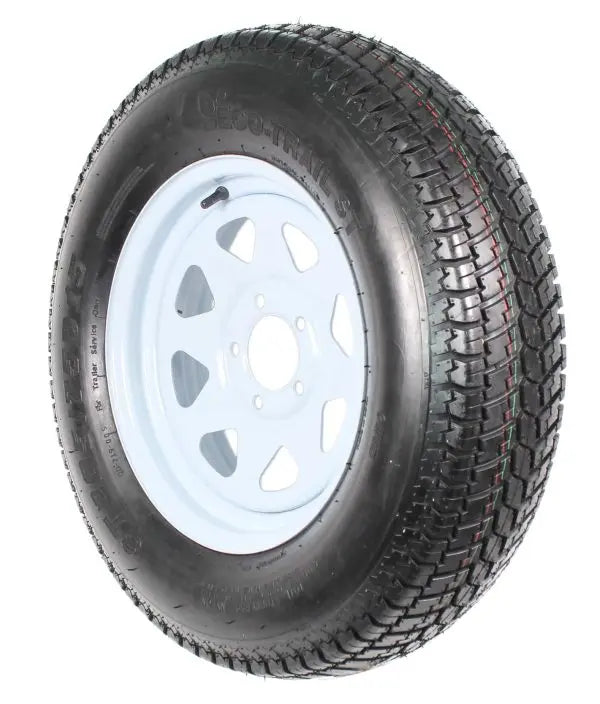 Trailer Tire & Rim Set — 2-Pack ST205/75D15 (205/75-15), Load Range C, 5-Hole White Spoke Design
